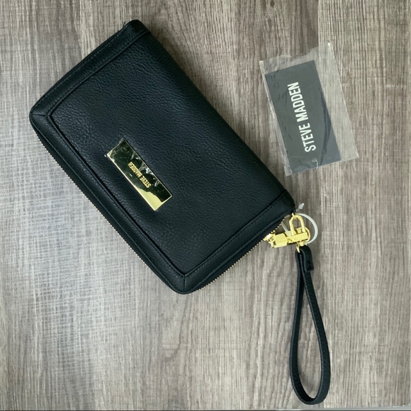 Steve Madden Black Zip Around Wristlet Wallet NWT - Picture 5 of 5
